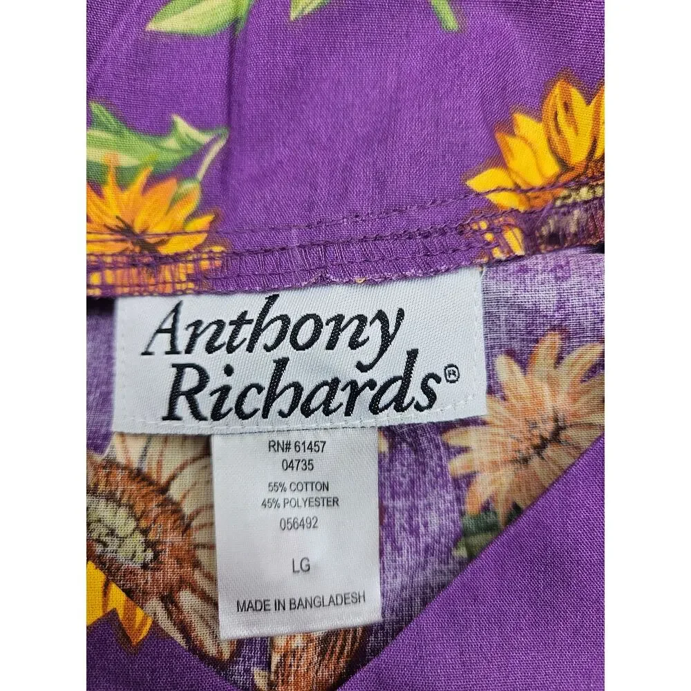 Anthony Richards Purple Sunflowers Mumu Dress Size Large New Lightweight SS‎